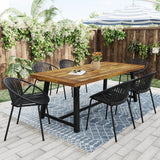 7 Piece Outdoor Modern Dining Set With Stackable Chairs