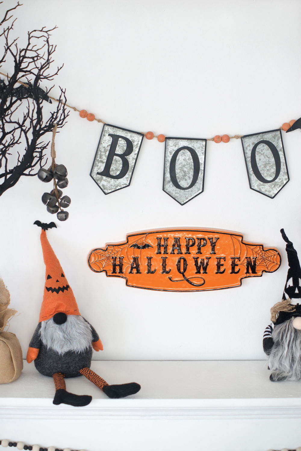 Iron Boo Banner With Bats, For Halloween Holiday Decor - Black / Gray / Orange