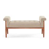 Elegant Tufted Ottoman - Beige / Brown