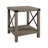 Rustic Industrial X 2 Tier Side Table - Gray Wash