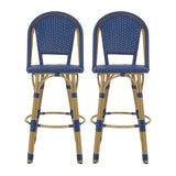 Outdoor Rattan And Aluminum French Barstools (Set of 2)
