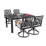 Outdoor Patio Furniture Dining Set With Sunbrella Fabric, Rectangular Table With Umbrella Hole