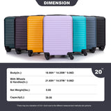 20" Carry On Luggage Lightweight Suitcase, Spinner Wheels