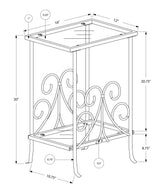 Accent Table, Side Tempered Glass, Transitional - Silver