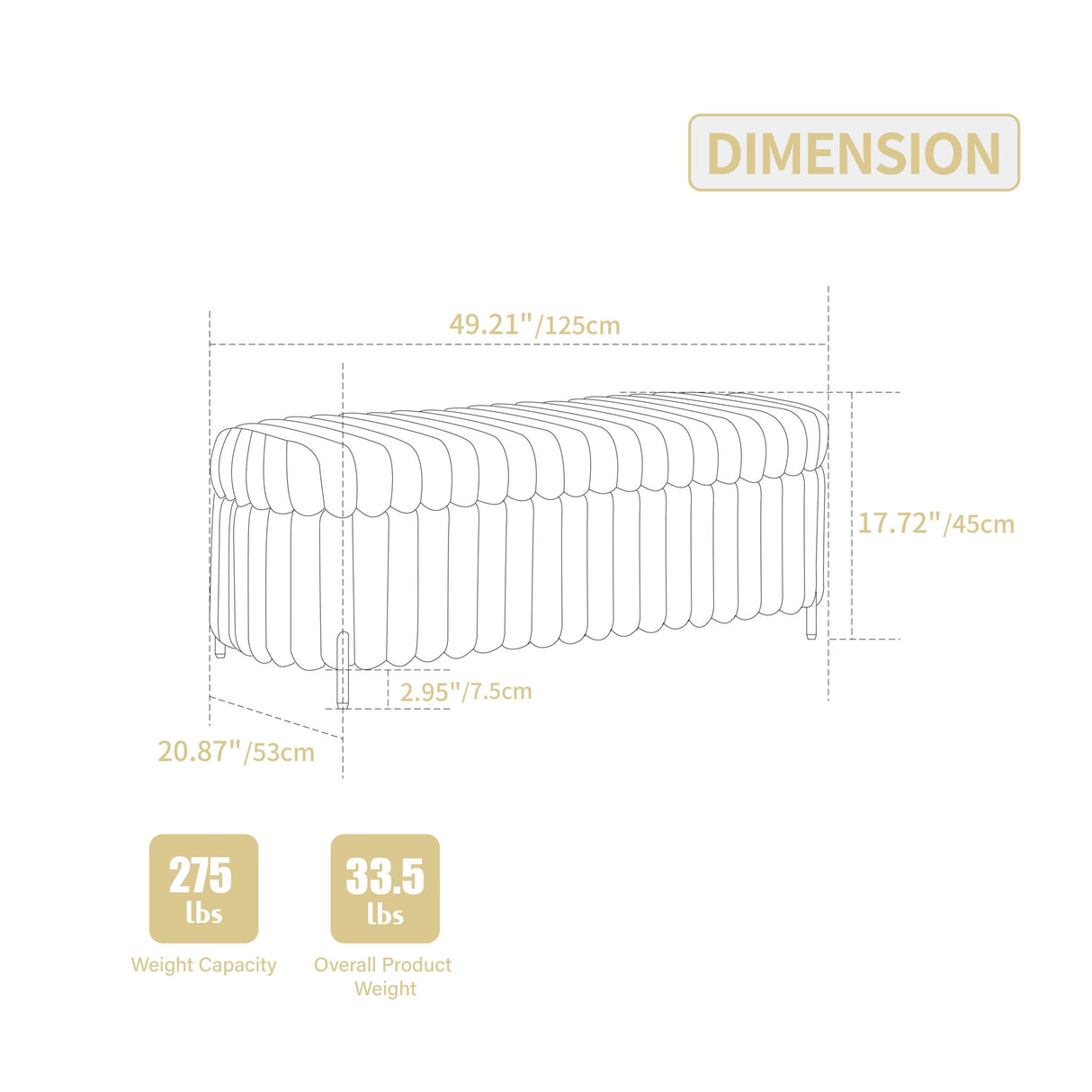 Flip Top Storage Bench With Metal Legs