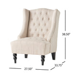 Contemporary Hi Back Club Chair With Wingback Design - Light Beige