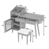 Modern Makeup Vanity Desk With Drawers Cabinet & Charging Port Engineered Wood Space Saving Design For Small Places - Black