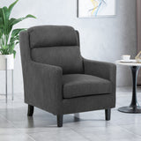 Contemporary Club Chair With Upholstered Fabric And Rubberwood Legs