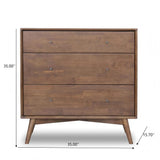 Caroline - Mid-Century Modern Dresser 3 Drawer - Brown / Wood