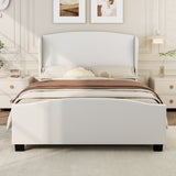 High Headboard Wingback Linen Upholstered Bed
