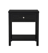Dylan - Wooden End Side Table Nightstand With Glass Top And Drawer