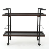 Modern Industrial Bar Cart With Shelving And Casters
