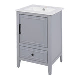 20" Bathroom Vanity With Sink, Bathroom Cabinet With A Door, Door Shelf Storage And Adiustable Foot Pads, A Drawer - Gray