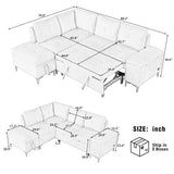 Versatile L Shaped Sofa Bed With Storage, Cup Holders, USB Ports Chenille