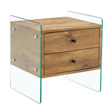 Double Drawer Bedside Table - Wood