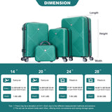 4 Piece Lightweight Suitcase, Makeup Box, Aircraft Wheels