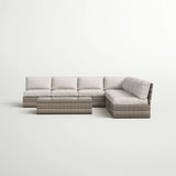 Comfortable Modern Patio Rattan Sectional Set With Cushions