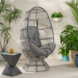 Patio Swivel Basket Egg Chair With Cushion