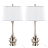 Cairo - Contemporary Table Lamp (Set of 2) - Nickel / White / Silver Trim