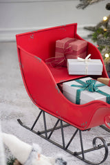 Iron Sleigh Large, Distressed Christmas Santa Sleigh Holiday Decoration