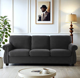 Soft Sofa, Upholstered 3 Seater Couch With High Density Foam, Loose Back Cushions And Turned Legs
