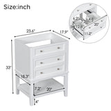 24" Bathroom Vanity Without Sink, Base Only, Storage Cabinet With Drawer And Open Shelf - White