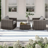 Wicker Seating Group Set With Table And Cushions