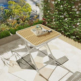 Modern Folding Square Table, Water Proof And Wear Resistant - Apricot / White