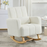 Accent Rocking Chair With Pillow, Spacious & Comfortable Seating For Living Room Or Bedroom - Cream White