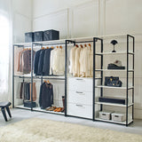 Fiona - Freestanding 4 Tower Walk In Closet System Wood Metal - White