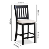Transitional Rubberwood Dining Room Chairs (Set of 2) With Slatted Back - Black