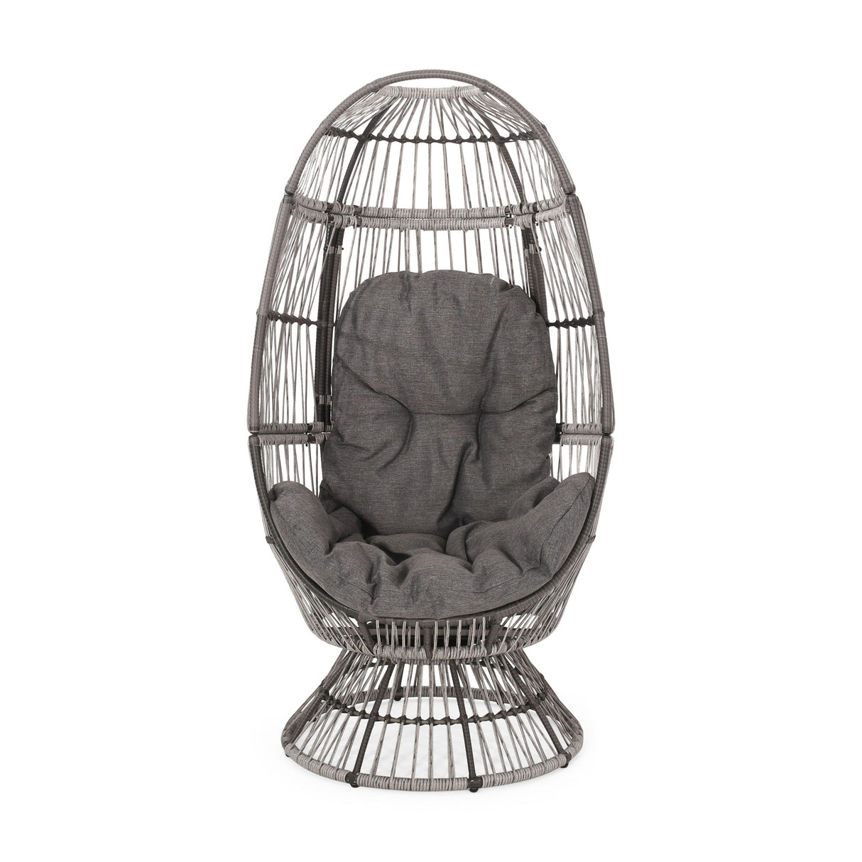 Patio Swivel Basket Egg Chair With Cushion