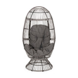 Patio Swivel Basket Egg Chair With Cushion