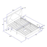 Upholstered Platform Bed Frame With Headboard, Wood Slat Support