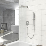 Wall Mounted Shower System With Adjustable Slide Bar And Rough In Valve, 12" Square Design - Brushed Nickel