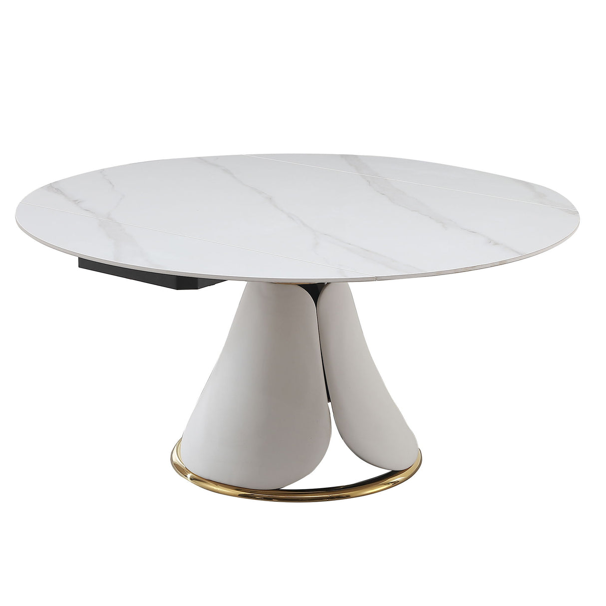 Fashion Modern Sintered Stone Dining Table With Multi Functional Retractable Design - White