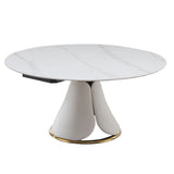 Fashion Modern Sintered Stone Dining Table With Multi Functional Retractable Design - White