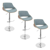 Fabrizzi - Mid Century Modern Adjustable Barstool With Swivel With Rounded T Footrest (Set of 3)