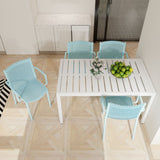 4 Modern Stackable Armchair Matched With Long Table