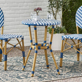 French Bistro Table Outdoor Elegance - White / Blue
