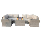 Outdoor Wicker Sectional With Weather Resistant Cushions And Table