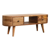 Mini Wooden Rounded Entertainment Unit - Oak