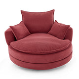 360° Swivel Accent Barrel Chair With Dual Layer Cushion And 3 Removable Pillows