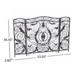 Mariella - Traditional Floral Iron Fireplace Screen With Ornate Design