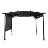 Outdoor Patio Pergola Gazebo - Steel Frame Sun Shelter With Retractable Canopy
