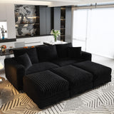 Deep Seat Convertible Sofa With Soft Pillows And Ottomans