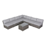 Comfortable Modern Patio Rattan Sectional Set With Cushions