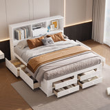 Platform Bed With Storage Headboard And 8 Drawers