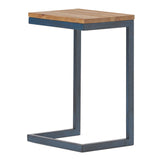 C Shaped End Table With Iron Base And Fir Wood To
