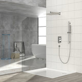 Wall Mounted Shower System With Adjustable Slide Bar And Rough In Valve, 12" Square Design - Brushed Nickel